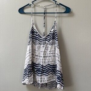 Blue Life White Tank Top Rayon Small/medium Coastal Nautical Southwestern